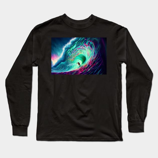 Surf Art Action Long Sleeve T-Shirt by KrisG-Art